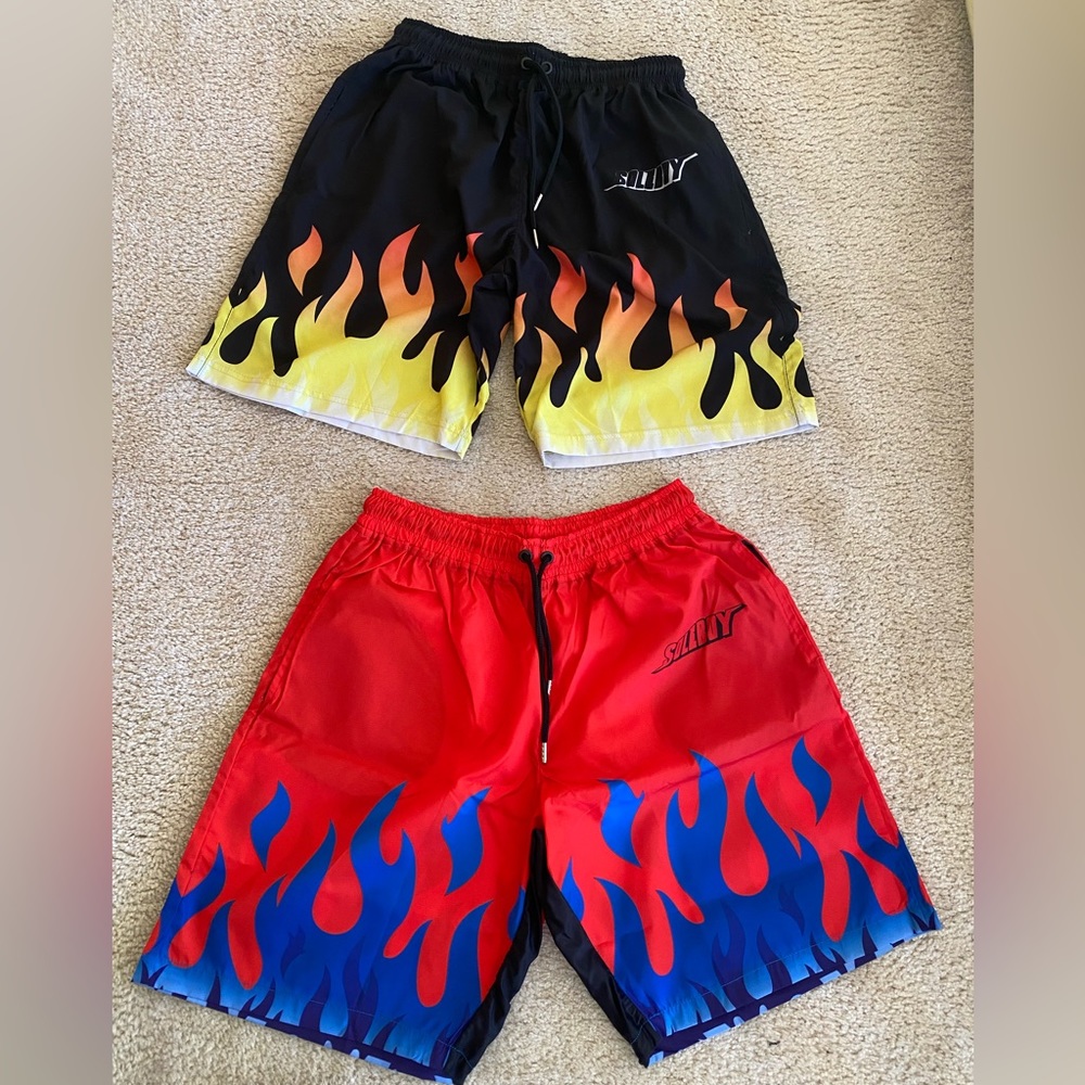Soleboy Flame Black & Red Swim Trunks Set (2)
